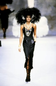 Nadege du Bospertus on the runway at the Chanel spring 1992 fashion show, Paris.