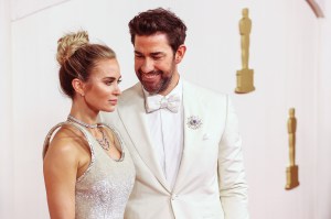 Emily Blunt and John Krasinski at the 96th Annual Oscars held at Ovation Hollywood on March 10, 2024 in Los Angeles, California. (Photo by Lexie Moreland/WWD via Getty Images)