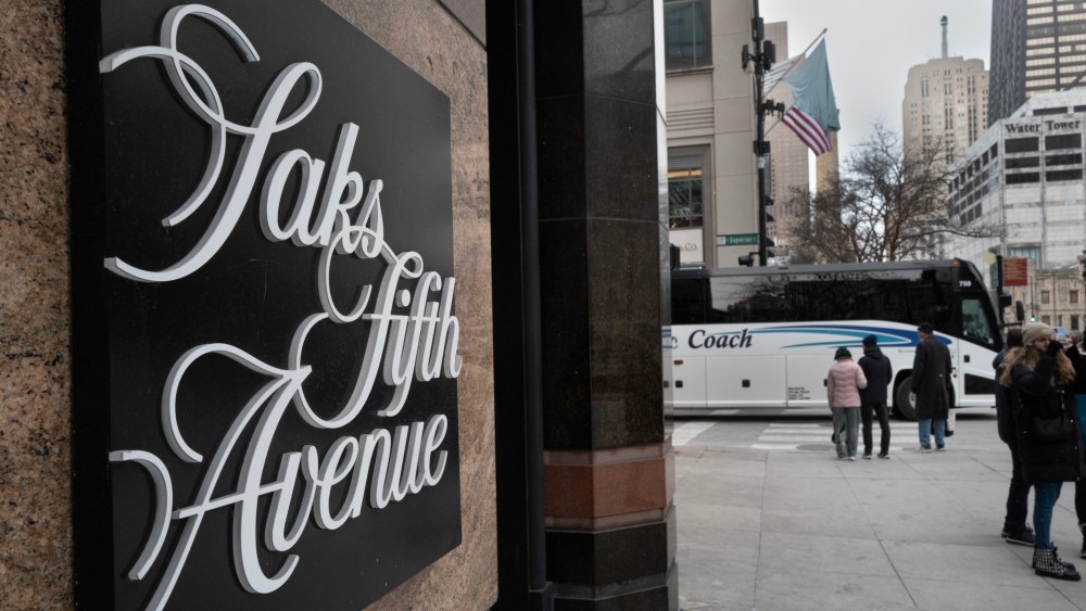 A sign on a a Saks Fifth Avenue store on December 30, 2025