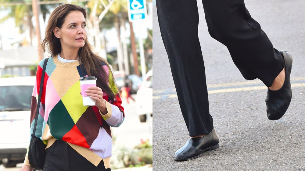 Katie Holmes is seen running errands in a Boden sweater on Jan. 25, 2026 in Los Angeles, California.