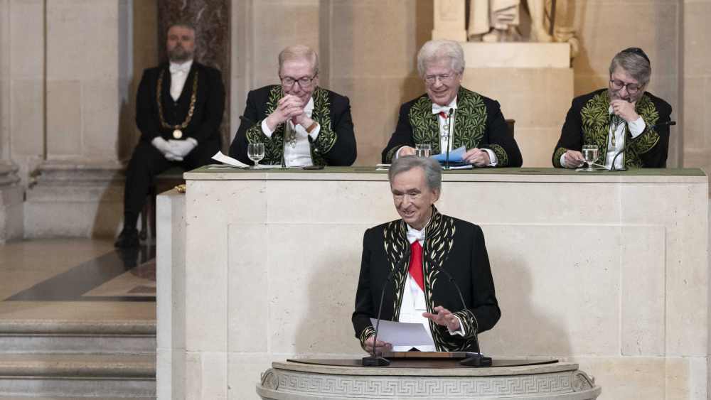 Bernard Arnault during his induction to the Academy of Moral and Political Sciences