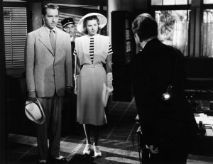 CASABLANCA, from left, Paul Henreid, Ingrid Bergman, (in a suit by Orry-Kelly), 1942