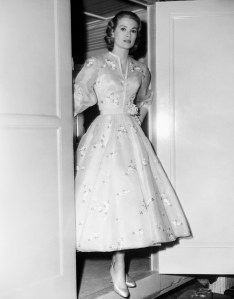 HIGH SOCIETY, Grace Kelly (in a  dress by Helen Rose), on-set, 1956