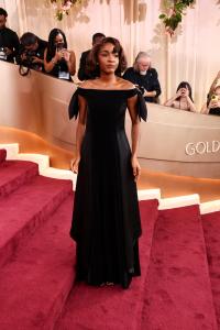 Ayo Edebiri at the 83rd Annual Golden Globes held at The Beverly Hilton on January 11, 2026 in Beverly Hills, California.