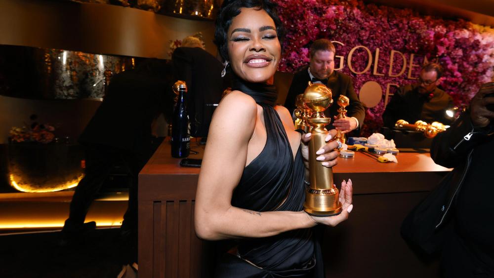 Teyana Taylor at the 83rd Annual Golden Globes held at The Beverly Hilton on January 11, 2026 in Beverly Hills, California.