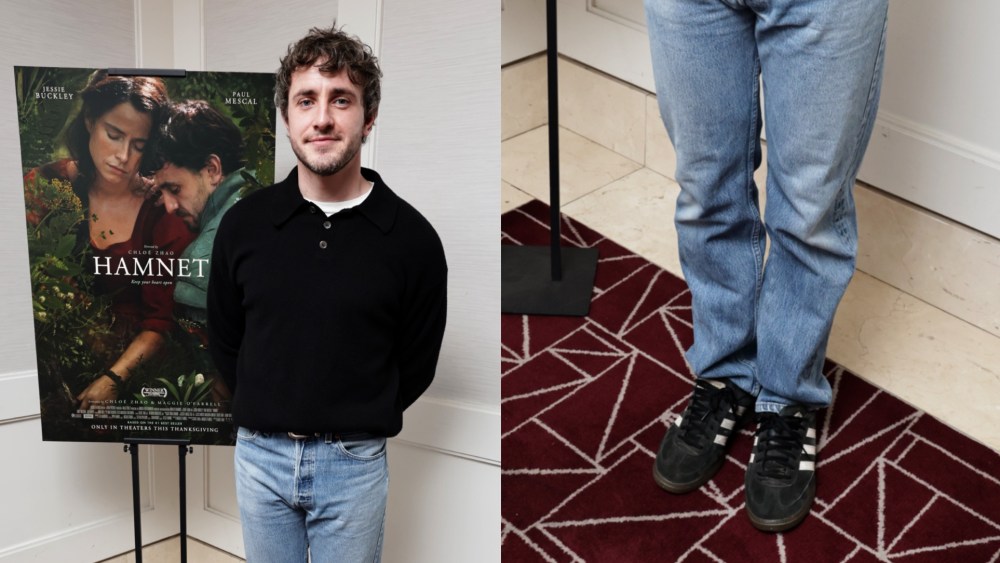 On Friday, Paul Mescal attended a screening for his latest film "Hamnet" in black Adidas Samba sneakers.