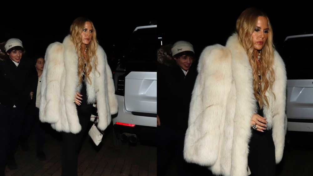 On Friday, Rachel Zoe had an evening out in Aspen, where she bundled up in a furry coat.