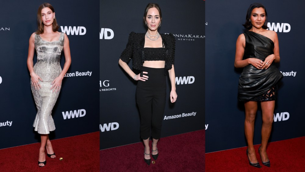 Hailey Bieber, Emily Blunt and Mindy Kaling at the 2026 WWD Style Awards held at the Regent Santa Monica Beach on January 09, 2026 in Santa Monica, California.
