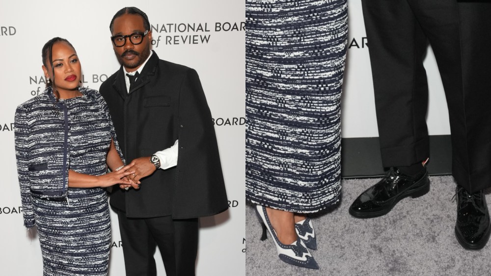 Zinzi Coogler and Ryan Coogler in coordinating shoes — Thom Browne brogues — at the 2026 The National Board of Review Awards Gala on Jan. 13, 2026 in New York.