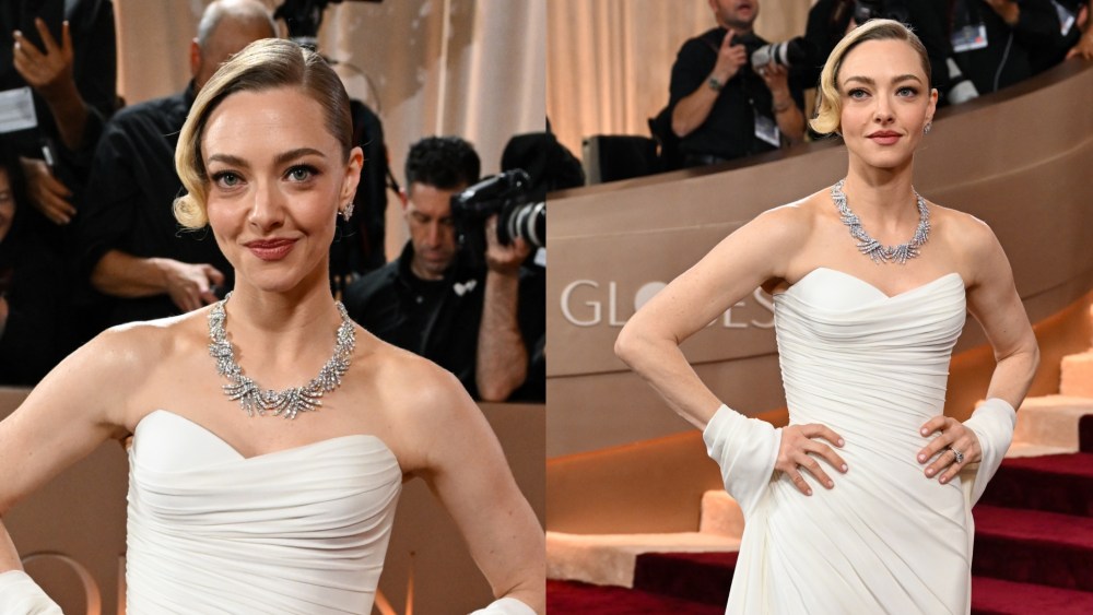 Amanda Seyfried wears Versace at the 83rd Annual Golden Globes on Jan. 11, 2026 in Beverly Hills, Calif.
