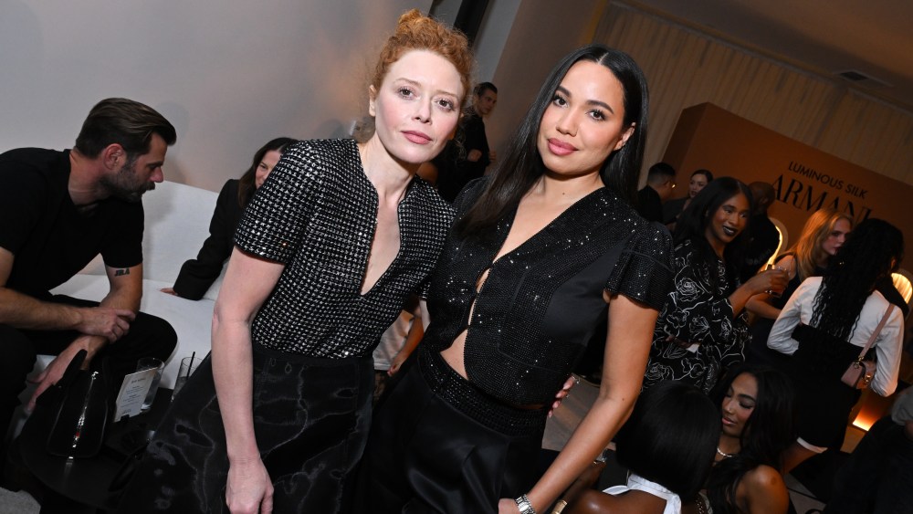 Natasha Lyonne and Jurnee Smollett at the Armani Beauty Luminous Lounge in January.