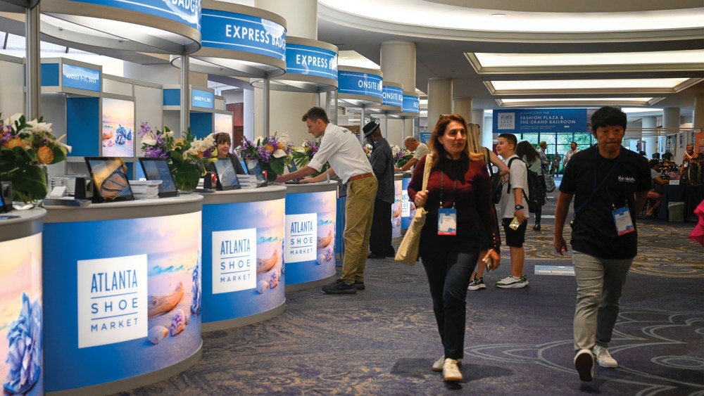 The Atlanta Shoe Market trade show registration desks, August 2025