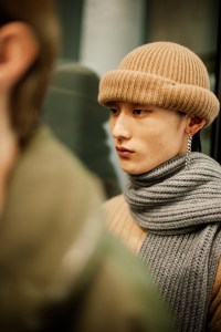 Backstage at the Hed Mayner Men’s Fall 2026 ready-to-wear show at Pitti Uomo