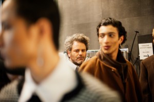 Backstage at the Hed Mayner Men’s Fall 2026 ready-to-wear show at Pitti Uomo