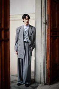 Backstage at the Soshiotsuki Men’s Fall 2026 ready-to-wear show at Pitti Uomo