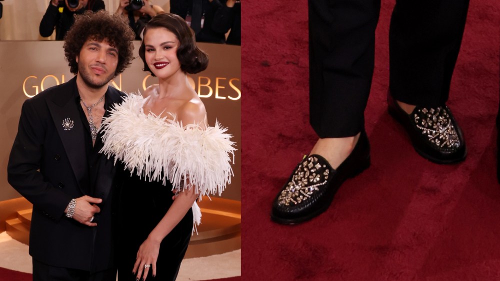 Benny Blanco and Selena Gomez at the 83rd Annual Golden Globes held at The Beverly Hilton on Sunday in Beverly Hills, California.