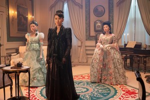 BRIDGERTON, from left: Isabella Wei, Katie Leung, Michelle Mao, ‘The Waltz', (Season 4, ep. 401, aired Jan. 29, 2026). photo: Liam Daniel / ©Netflix / Courtesy Everett Collection