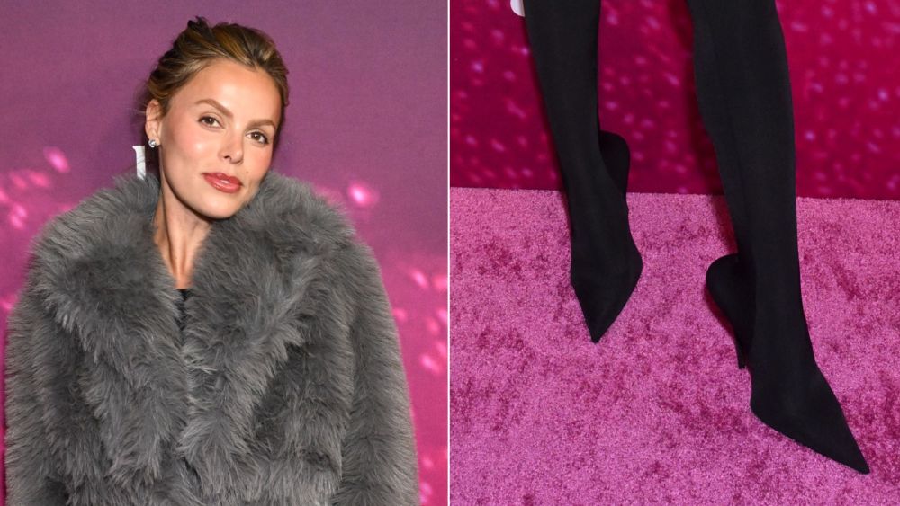 Brooks Nader wears Balenciaga’s Knife stretch stiletto pantaboots in black at the premiere of Paris Hilton's documentary, "Infinite Icon" on Tuesday night at the Grove in Los Angeles.
