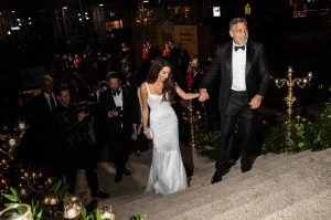 Amal Clooney and George Clooney at The Albie Awards at the New York Public Library on September 28, 2023 in New York, New York.