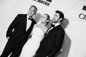 George Clooney, Emily Blunt and John Krasinski at the Clooney Foundation for Justice Hosts "The Albies" held at the New York Public Library on September 26, 2024 in New York City.