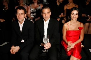 Clive Owen, George Clooney, and Penelope Cruz attend Armani's Pre-Oscar Party at the home of Ron Burkle in Los Angeles.