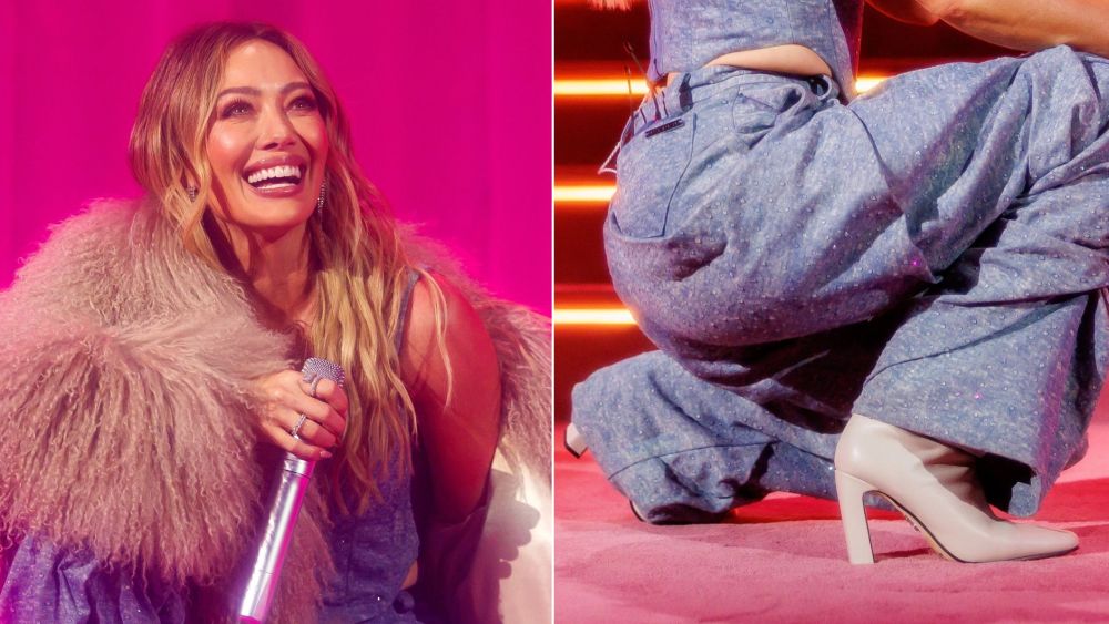 On Monday, Hilary Duff marked the London opening stop of her "Small Rooms, Big Nerves" Tour with two looks featuring cream knee-high boots — along with a barefoot moment.