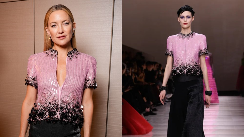 Kate Hudson wears Giorgio Armani Privé spring 2024 couture to the Giorgio Armani Privé fashion show as part of Haute Couture Spring/Summer 2026  on Jan. 27.