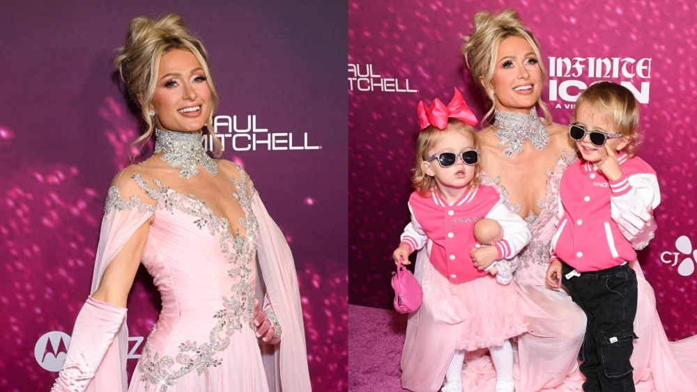 Paris Hilton wears Tony Ward at the "Infinite Icon: A Visual Memoir" premiere on Jan. 20, 2026 in Los Angeles.