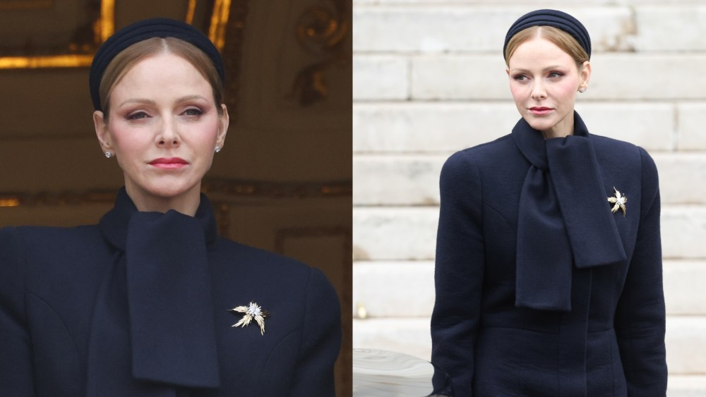 Princess Charlene of Monaco  goes monochrome for the 2026 Ceremony Of The Sainte-Devote on Jan. 27, 2026 in Monaco.