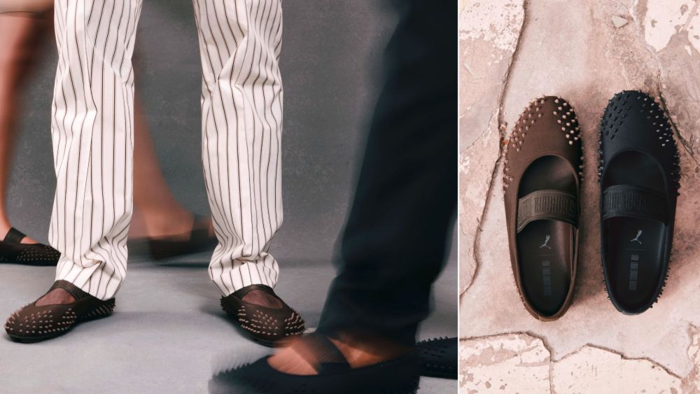Puma x Louis Gabriel Nouchi's Mostro Ballet, a punk-studded ballet flat-style interpretation of the 1999 Puma Mostro.