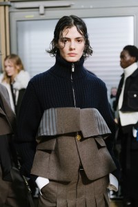 Backstage at Sacai Fall 2026 Ready-to-Wear Collection at Paris Fashion Week