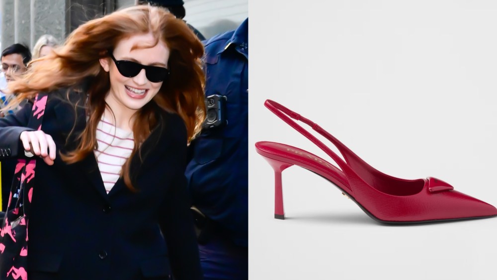 Sadie Sink is seen outside ABC Studios on Wednesday in New York City wearing Prada.