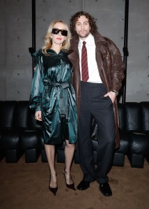 Sam Taylor-Johnson and Aaron Taylor-Johnson at the Saint Laurent Men’s Fall/Winter 2026 fashion show as part of Paris Men’s Fashion Week held at Bourse du Commerce on January 27, 2026 in Paris, France.