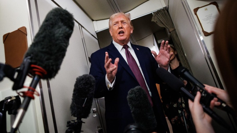 President Donald Trump aboard Air Force One on Jan. 11.