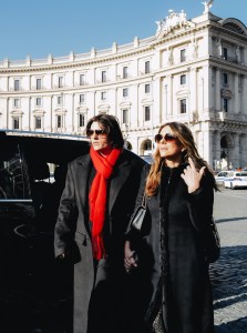 Damien Hurley and Elizabeth Hurley attend Valentino Garavani Funeral in Rome.