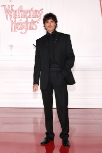Jacob Elordi at the "Wuthering Heights" World Premiere held at the TCL Chinese Theatre on January 28, 2026 in Los Angeles, California.