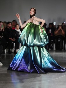 Hair as scarves at Christian Siriano