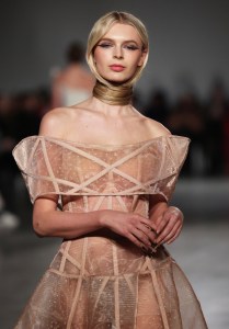 Hair as scarves at Christian Siriano