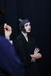 Backstage at the Area Fall 2026 ready-to-wear show at New York Fashion Week.