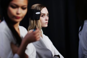 Backstage at the Area Fall 2026 ready-to-wear show at New York Fashion Week.