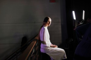Backstage at the Area Fall 2026 ready-to-wear show at New York Fashion Week.