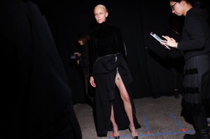 Backstage at the Area Fall 2026 ready-to-wear show at New York Fashion Week.