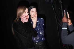 Backstage at the Area Fall 2026 ready-to-wear show at New York Fashion Week.