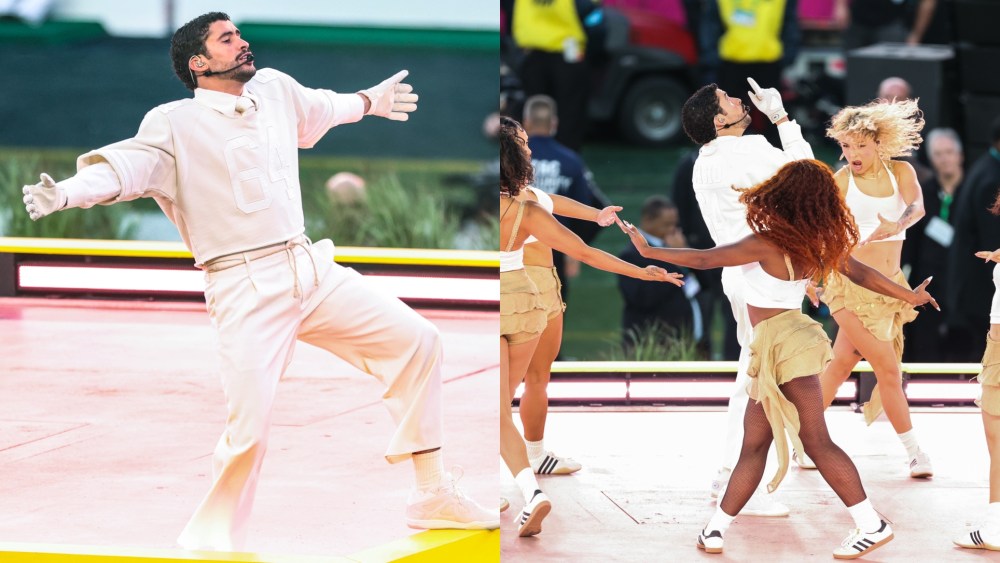Bad Bunny performs onstage at Super Bowl LX held at Levi's Stadium on Feb. 8, 2026 in Santa Clara, California.