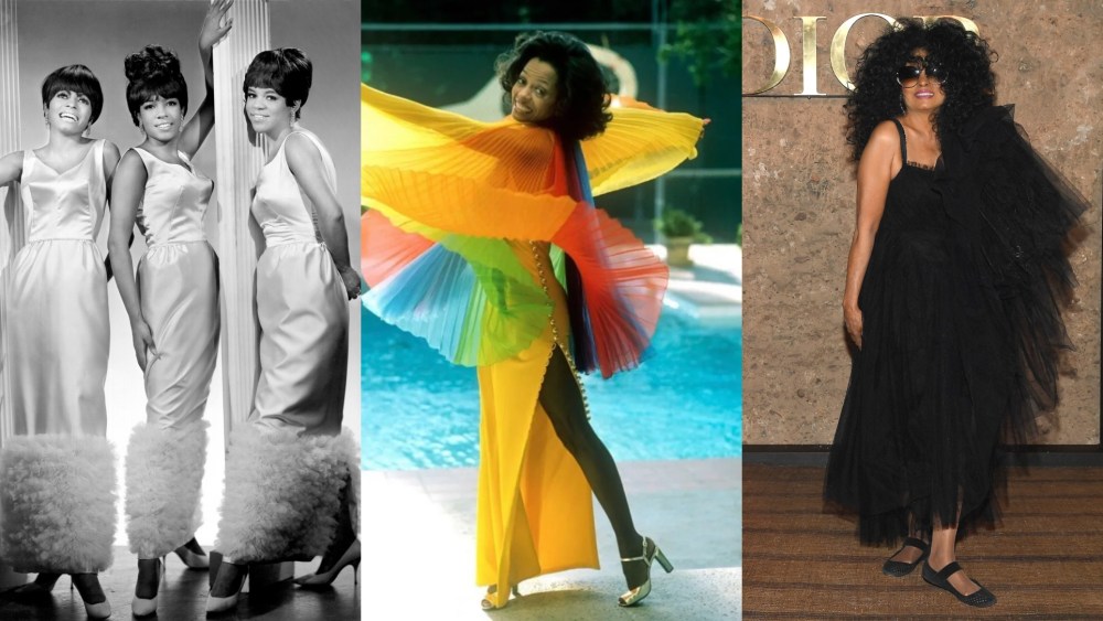 Left: The Supremes, including Diana Ross, Florence Ballard, and Mary Wilson pose for a portrait circa 1962 in New York.
Middle: Diana Ross in the 1975 film 'Mahogany.'
Right: Diana Ross at a Dior show in 2019.