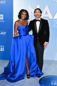 Erica Cobb and Anthony Baldwin at the 57th NAACP Image Awards held at the Pasadena Civic Auditorium on February 28, 2026 in Los Angeles, California.