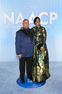 Leon W. Russell and Karen Boykin-Towns at the 57th NAACP Image Awards held at the Pasadena Civic Auditorium on February 28, 2026 in Los Angeles, California.
