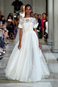 Model on the catwalk (Photo by Giovanni Giannoni/WWD/Penske Media via Getty Images)