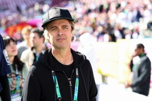 Billie Joe Armstrong of Green Day walks on the field prior to the NFL Super Bowl LX football game between the Seattle Seahawks and the New England Patriots, at Levi's Stadium on February 8, 2026 in Santa Clara, California.