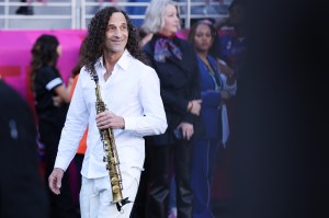 Kenny G looks on prior to the start of Super Bowl LX between the Seattle Seahawks and the New England Patriots at Levi's Stadium on February 08, 2026 in Santa Clara, California.